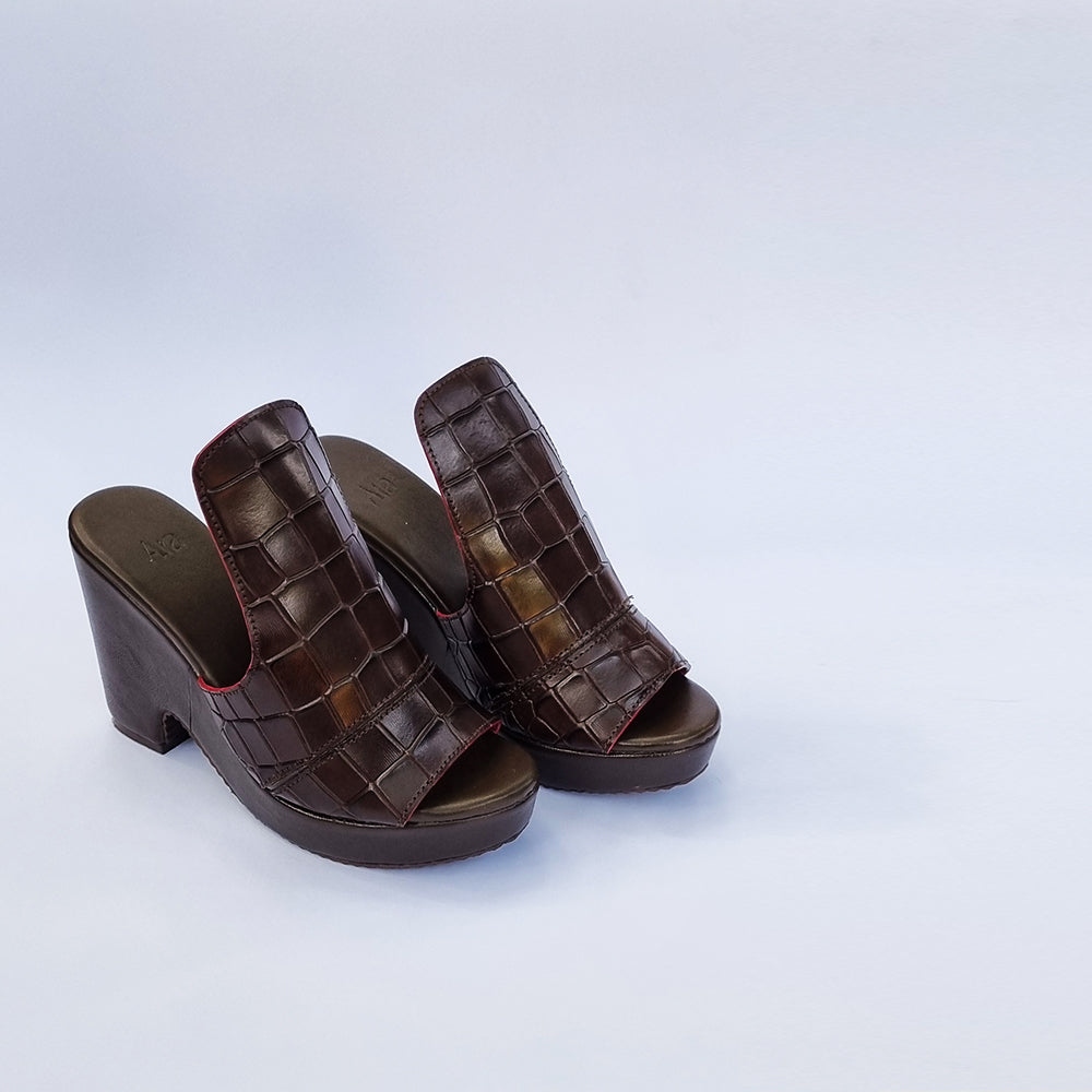 Croc Brown Wedge
