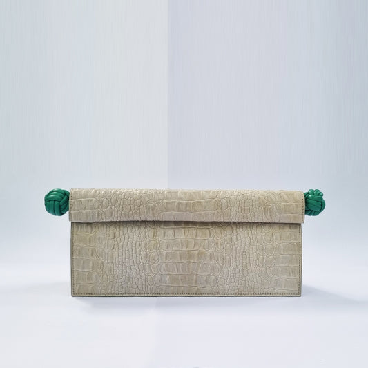 The Scroll Bag - Bone-Hued Croc
