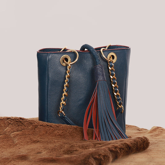 The Petite Tote in Prussian Blue