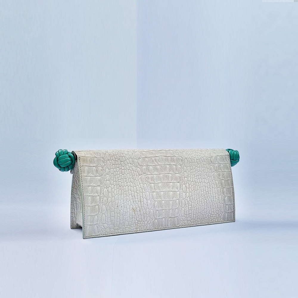 The Scroll Bag - Bone-Hued Croc