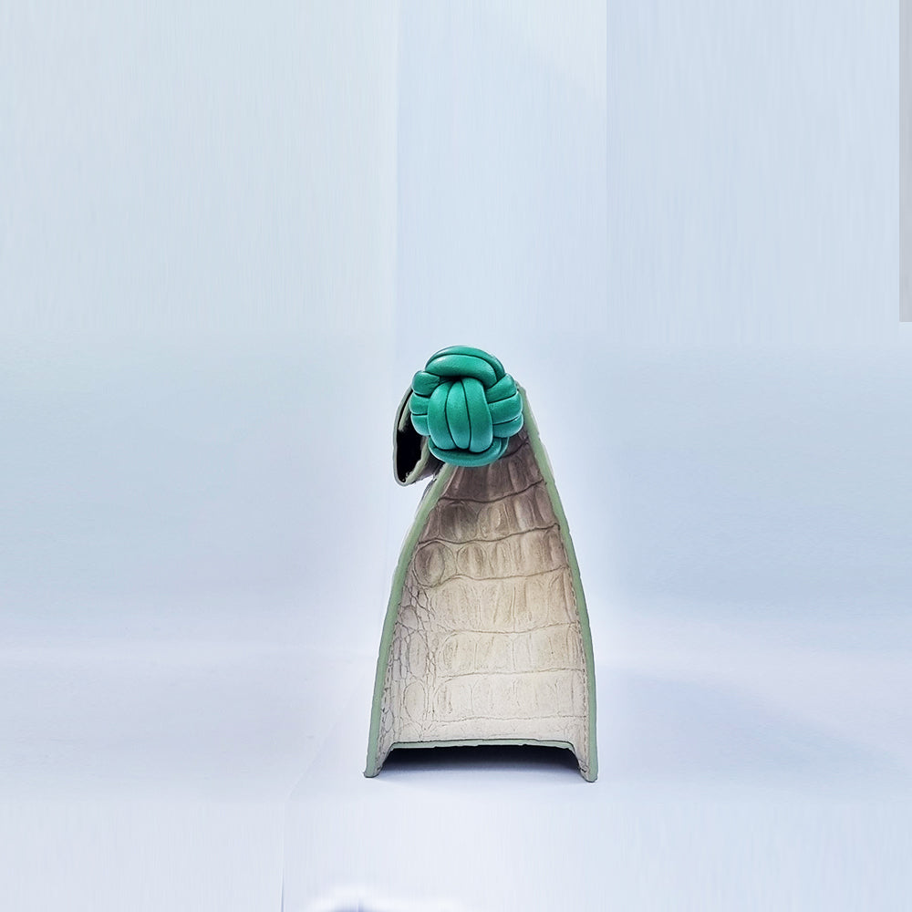 The Scroll Bag - Bone-Hued Croc