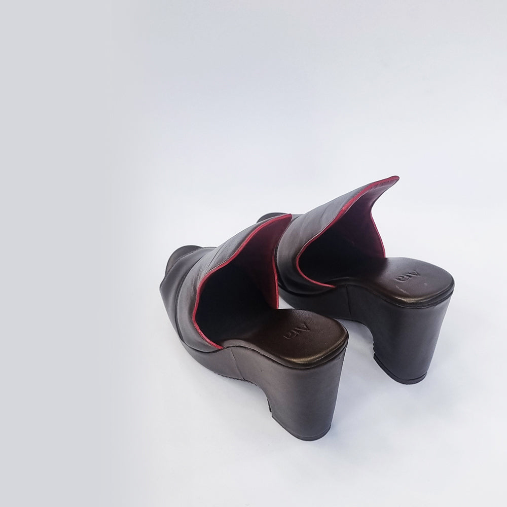 Soft Milled Leather Brown Wedge