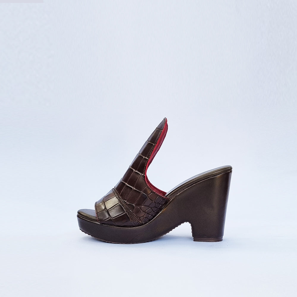 Croc Brown Wedge