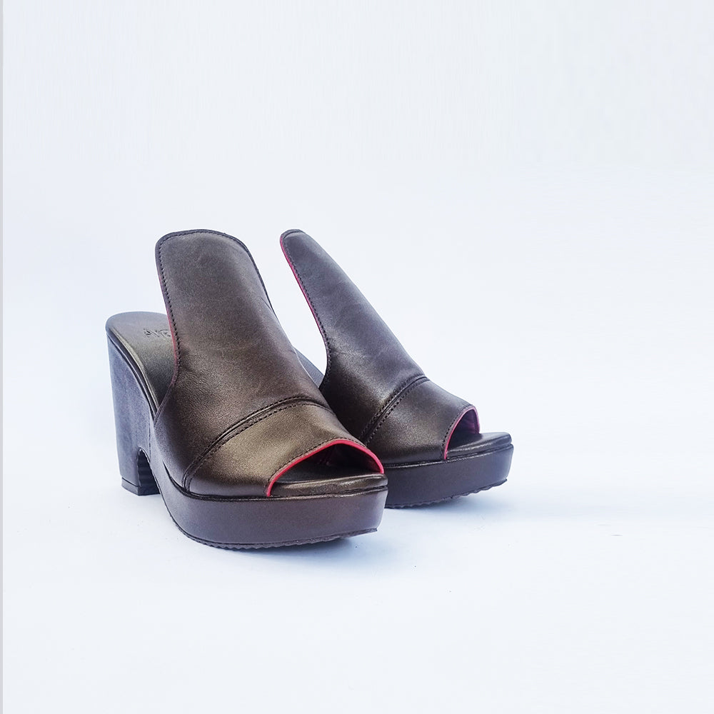 Soft Milled Leather Brown Wedge