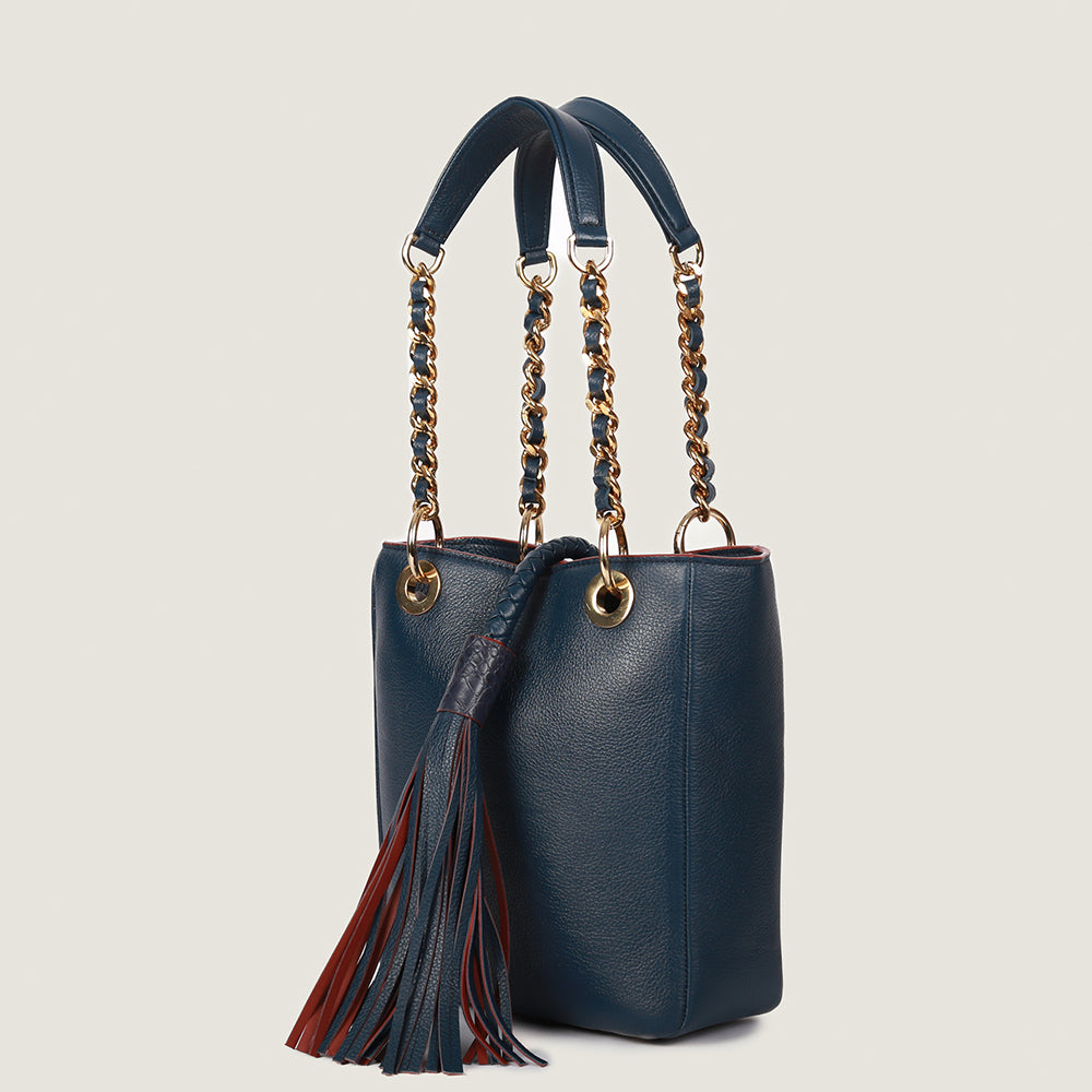 The Petite Tote in Prussian Blue