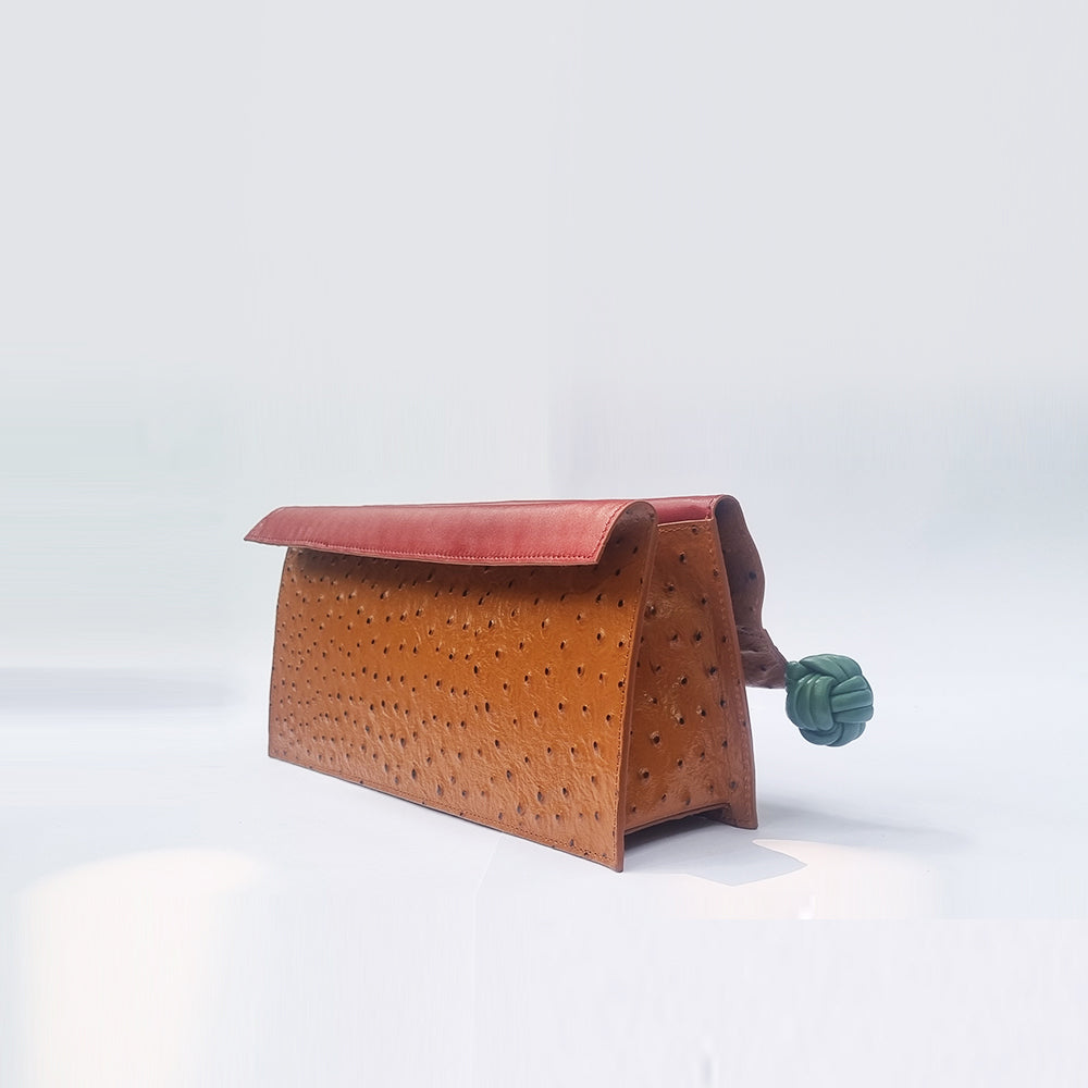 The Scroll Bag - Ostrich Skin