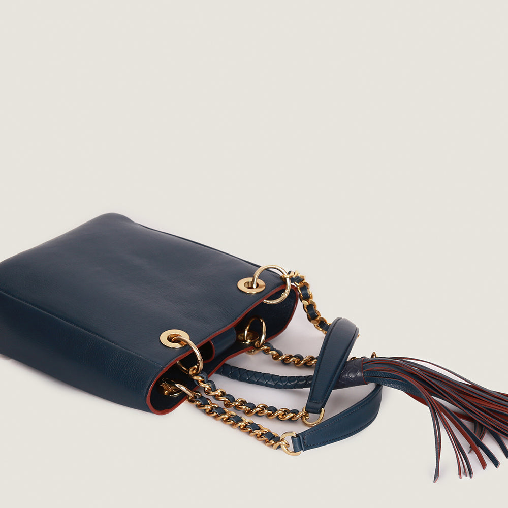The Petite Tote in Prussian Blue