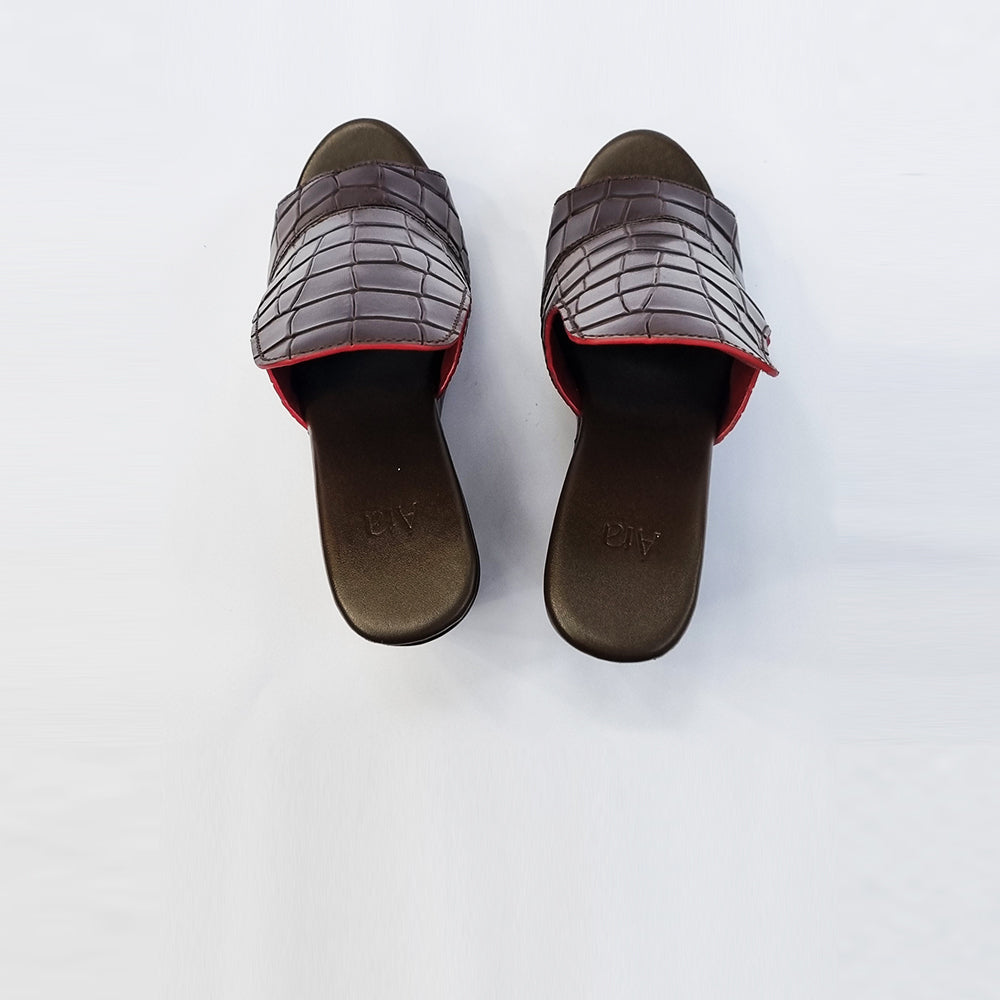 Croc Brown Wedge