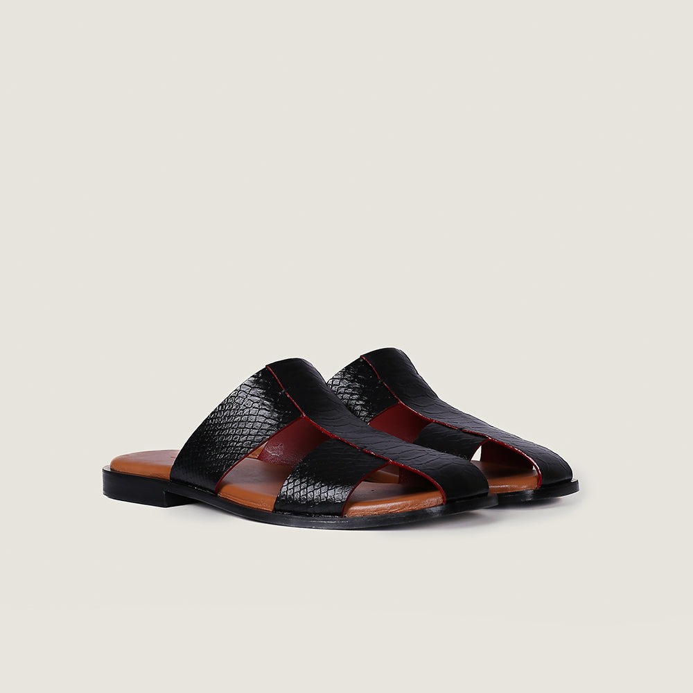 Black Mules with Tan Insole  (Him)