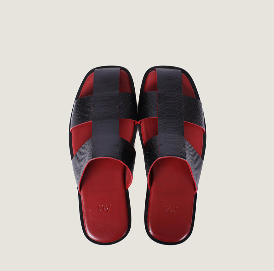 Black Mules with Red Insole  (Him)