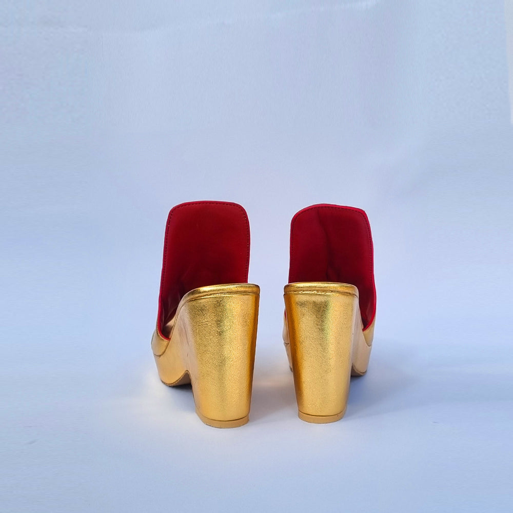 Gold Leather Wedges