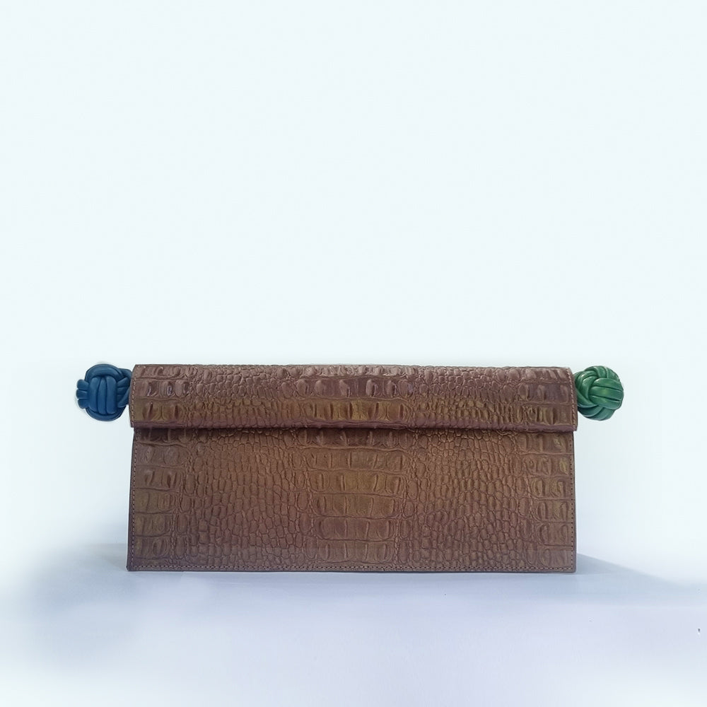 The Scroll Bag - Chocolate Brown Alligator