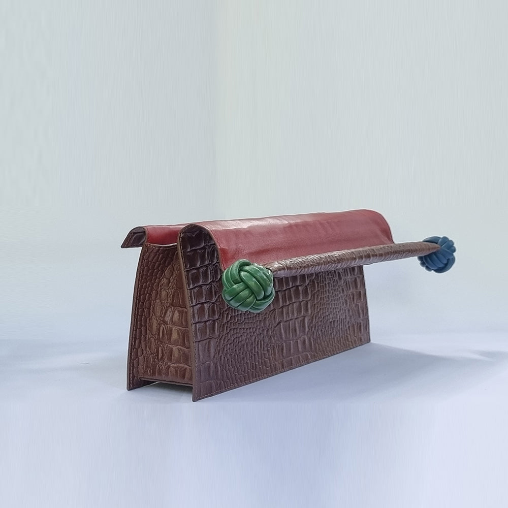 The Scroll Bag - Chocolate Brown Alligator
