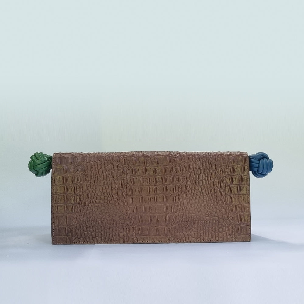 The Scroll Bag - Chocolate Brown Alligator